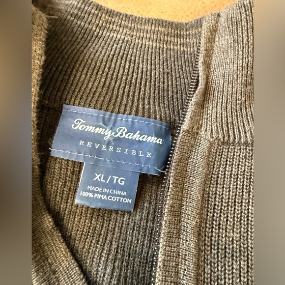 Tommy Bahama Mens Brown Reversible 1/4 Zip Sweater Pullover Size XL - Picture 4 of 6